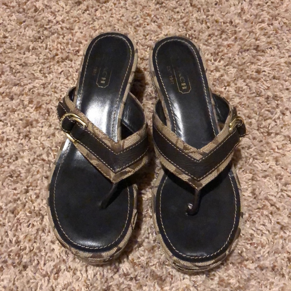 Gently Worn Coach Wedge Sandals. 8M